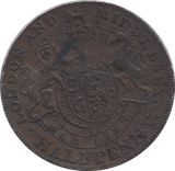 1790 LONDON & MIDDLESEX HALFPENNY TOKEN