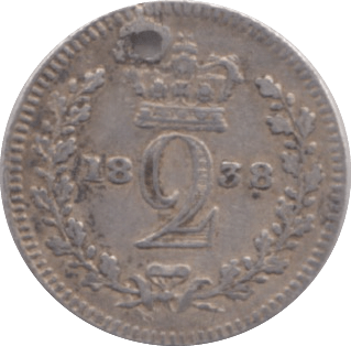 1838 MAUNDY TWOPENCE ( GF ) HOLED - Maundy Coins - Cambridgeshire Coins