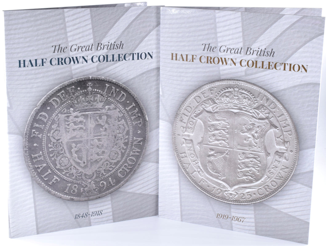 1848 - 1967 GREAT BRITISH HALFCROWN HALF CROWN COIN HUNT COLLECTORS ALBUM TWIN PACK - Coin Album - Cambridgeshire Coins