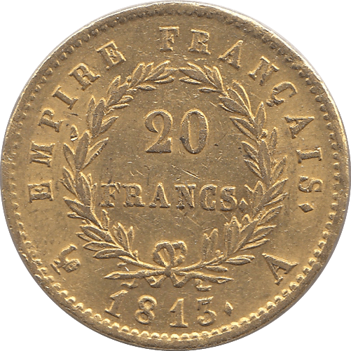 1813 GOLD FRANCE 20 FRANCS NAPOLEON 900 6.45 GRAMS