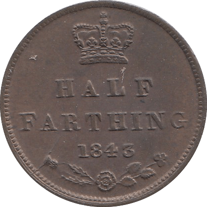1843 HALF FARTHING ( AUNC ) B - Half Farthing - Cambridgeshire Coins