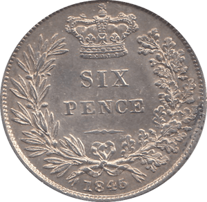 1845 SIXPENCE ( AUNC ) - Sixpence - Cambridgeshire Coins