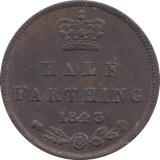 1843 HALF FARTHING ( GVF ) 9 - Half Farthing - Cambridgeshire Coins