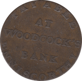 1800 HALFPENNY TOKEN WOODCOCK BANK ( REF 10 )