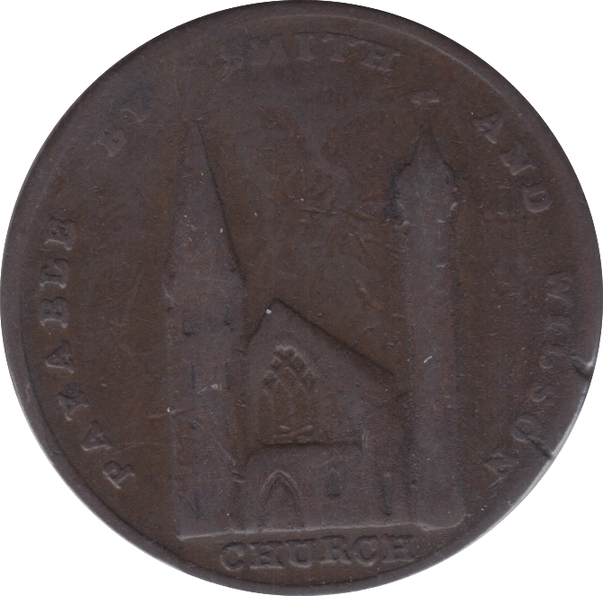 1801 HALFPENNY CONDER TOKEN ANGUSSHIRE D AND H 8 BRECHIN SMITH & WILSON ( REF 16 )