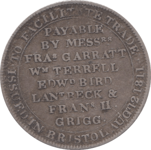1811 SILVER TOKEN BRISTOL XII PENCE ( REF 33 )