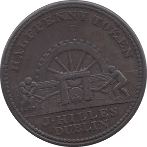 1813 HALFPENNY TOKEN J.HILLES DUBLIN ( REF 3 )