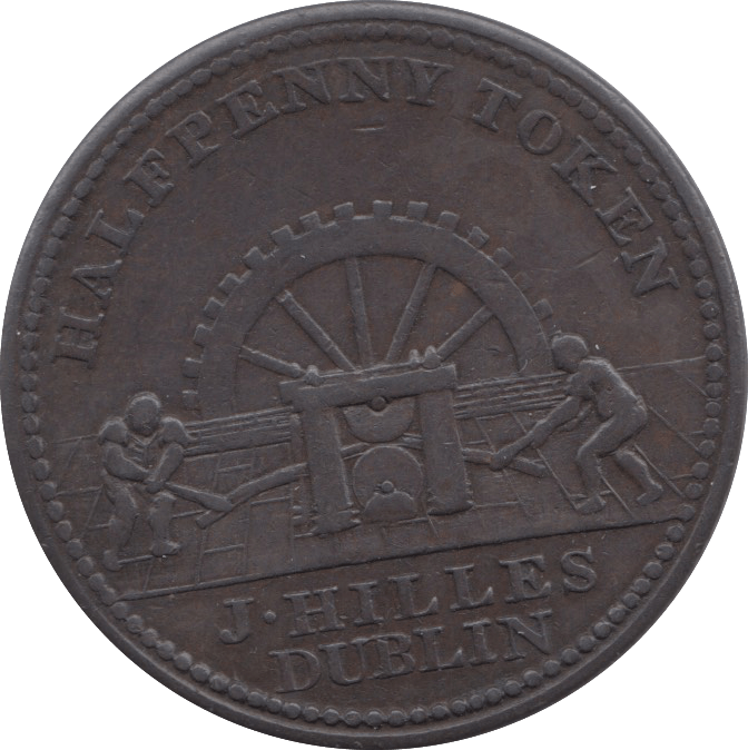 1813 HALFPENNY TOKEN J.HILLES DUBLIN ( REF 3 )