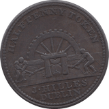1813 HALFPENNY TOKEN J.HILLES DUBLIN ( REF 3 )