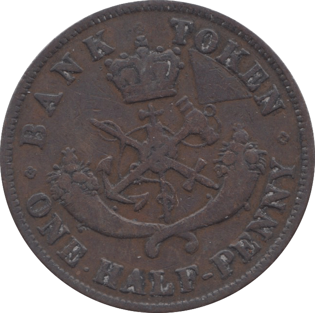 1852 HALFPENNY TOKEN BANK OF UPPER CANADA ( REF 14 ) - Token - Cambridgeshire Coins