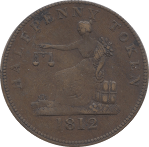 1812 HALFPENNY TOKEN CANADA THOMAS HALLIDAY ( REF 1 )