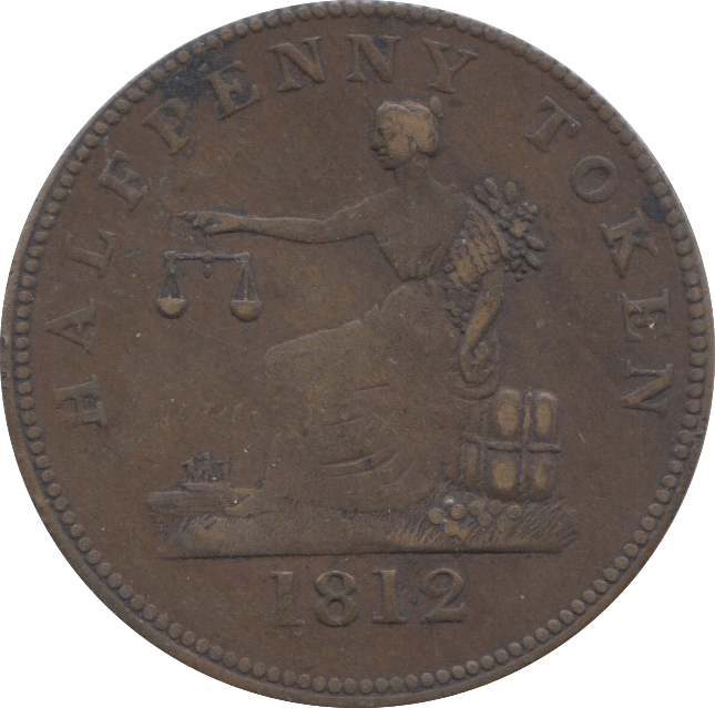 1812 HALFPENNY TOKEN CANADA THOMAS HALLIDAY ( REF 1 )
