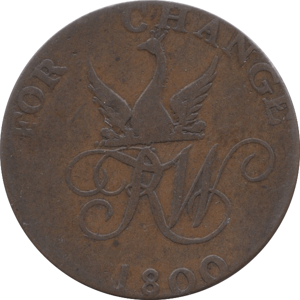 1800 HALFPENNY TOKEN WOODCOCK BANK ( REF 10 )