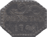 1798 TOKEN JOHNSTON SCOTTISH PEW TOKEN( REF 31 )