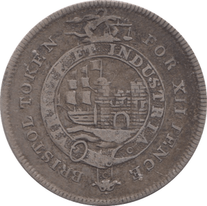 1811 SILVER TOKEN BRISTOL XII PENCE ( REF 33 )