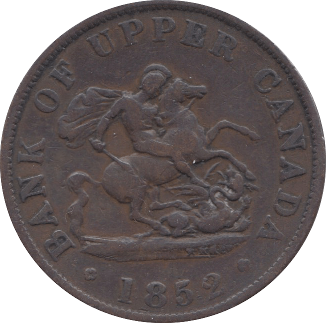 1852 HALFPENNY TOKEN BANK OF UPPER CANADA ( REF 14 ) - Token - Cambridgeshire Coins
