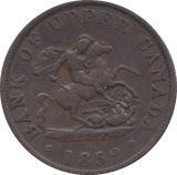 1852 HALFPENNY TOKEN BANK OF UPPER CANADA ( REF 14 ) - Token - Cambridgeshire Coins