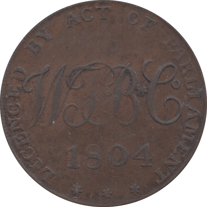 1804 PENNY TOKEN PAYABLE AT THE PAWNBROKERS OFFICE BISHOP ST ( REF 4 )