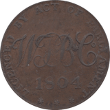 1804 PENNY TOKEN PAYABLE AT THE PAWNBROKERS OFFICE BISHOP ST ( REF 4 )