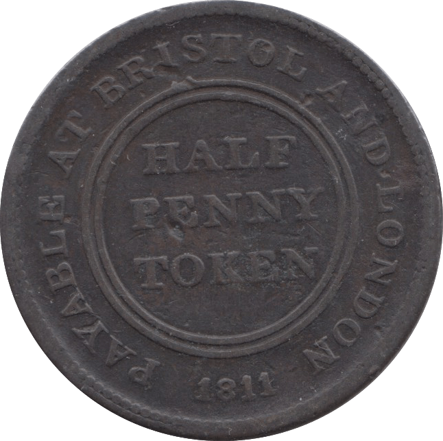 1811 HALFPENNY TOKEN BRISTOL & LDN ( REF 9 )