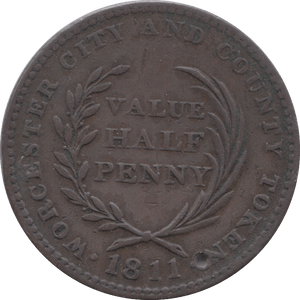 1811 HALFPENNY TOKEN WORCESTER ( REF 12 )