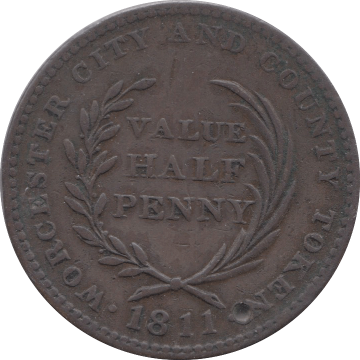 1811 HALFPENNY TOKEN WORCESTER ( REF 12 )