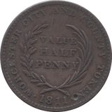 1811 HALFPENNY TOKEN WORCESTER ( REF 12 )