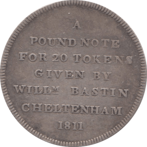 1811 SILVER TOKEN ONE SHILLING CHELTENHAM ( REF 30 )