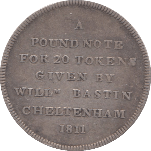 1811 SILVER TOKEN ONE SHILLING CHELTENHAM ( REF 30 )