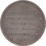 1811 SILVER TOKEN ONE SHILLING CHELTENHAM ( REF 30 )