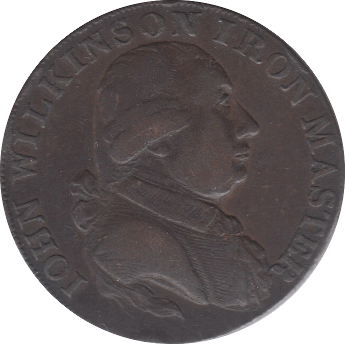 1793 HALFPENNY TOKEN WARWICKSHIRE MAN AT FORGE J.WILKENSON DH 416 ( REF 37 )
