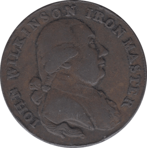 1793 HALFPENNY TOKEN WARWICKSHIRE MAN AT FORGE J.WILKENSON DH 411 A ( REF 40 )