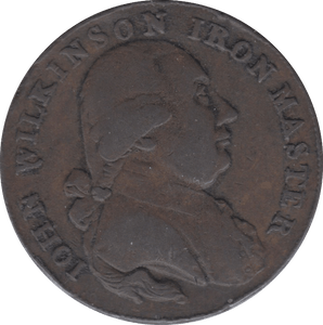 1793 HALFPENNY TOKEN WARWICKSHIRE MAN AT FORGE J.WILKENSON DH 411 A ( REF 40 )