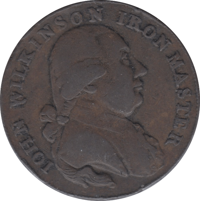 1793 HALFPENNY TOKEN WARWICKSHIRE MAN AT FORGE J.WILKENSON DH 411 A ( REF 40 )