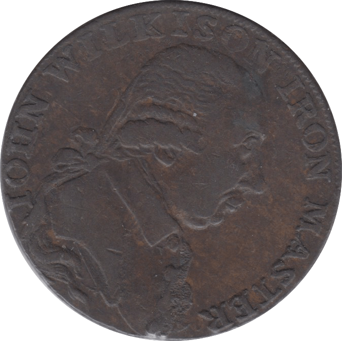 1798 HALFPENNY TOKEN WARWICKSHIRE VULCAN J.WILKINSON ( REF 54 )