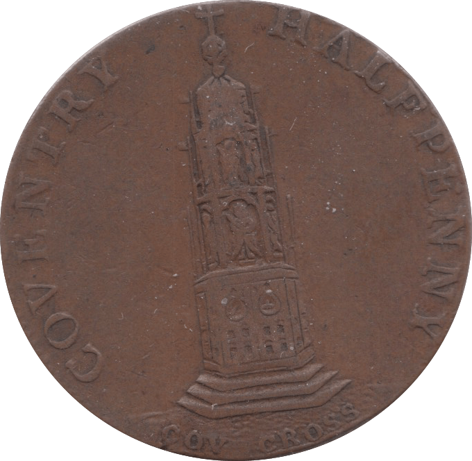 1794 HALFPENNY TOKEN WARWICKSHIRE COVEN TRY CROSS LADY GODIUP DH 248 ( REF 49 )