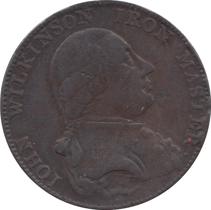 1787 HALFPENNY TOKEN WARWICKSHIRE MAN AT FORGE J.WILKENSON DH 353 ( REF 48 )