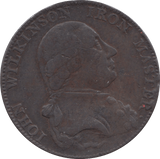 1787 HALFPENNY TOKEN WARWICKSHIRE MAN AT FORGE J.WILKENSON DH 353 ( REF 48 )