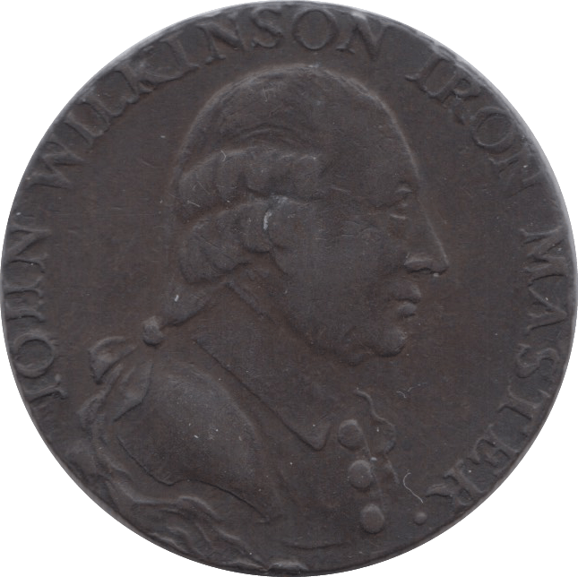 1792 HALFPENNY TOKEN WARWICKSHIRE MAN AT FORGE J.WILKENSON DH 390 ( REF 38 )