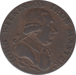 1792 HALFPENNY TOKEN WARWICKSHIRE VULCAN J.WILKENSON DH 451 C ( REF 41 )