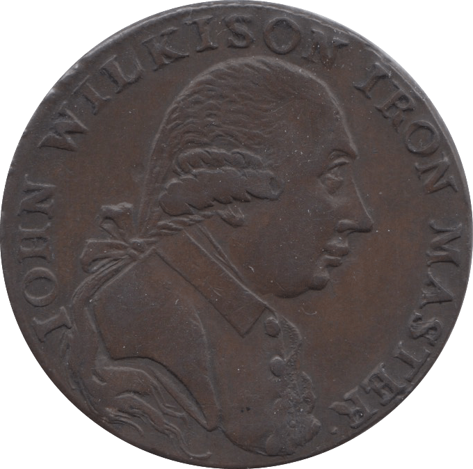 1793 HALFPENNY TOKEN WARWICKSHIRE MAN AT FORGE J.WILKINSON DH 459 ( REF 47 )