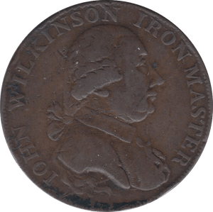 1790 HALFPENNY TOKEN WARWICKSHIRE MAN AT FORGE J.WILKINSON DH 387 ( REF 51 )