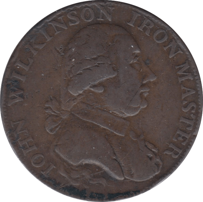 1790 HALFPENNY TOKEN WARWICKSHIRE MAN AT FORGE J.WILKINSON DH 387 ( REF 51 )