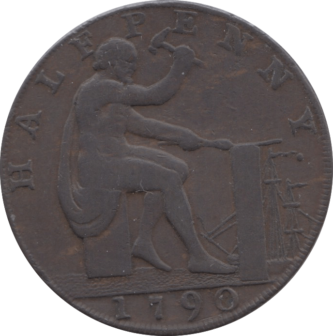 1790 HALFPENNY TOKEN WARWICKSHIRE VULCAN J.WILKENSON DH 426 ( REF 42 )