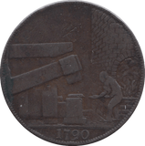 1790 HALFPENNY TOKEN WARWICKSHIRE MAN AT FORGE J.WILKINSON DH 387 ( REF 51 )