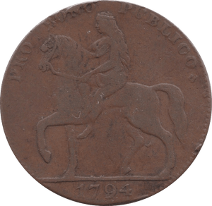 1794 HALFPENNY TOKEN WARWICKSHIRE COVEN TRY CROSS LADY GODIUP DH 248 ( REF 49 )