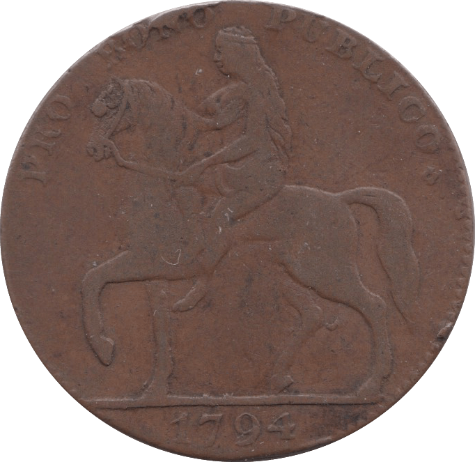 1794 HALFPENNY TOKEN WARWICKSHIRE COVEN TRY CROSS LADY GODIUP DH 248 ( REF 49 )