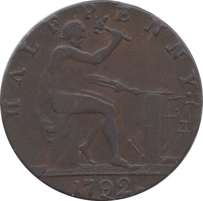 1792 HALFPENNY TOKEN WARWICKSHIRE VULCAN J.WILKENSON DH 451 C ( REF 41 )