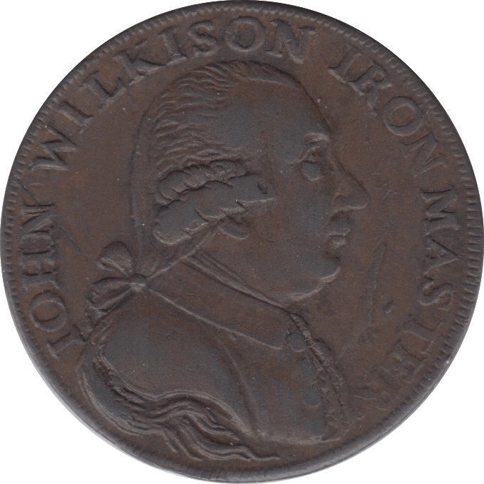 1787 HALFPENNY TOKEN WARWICKSHIRE MAN AT FORGE J.WILKENSON DH 149 ( REF 46 )