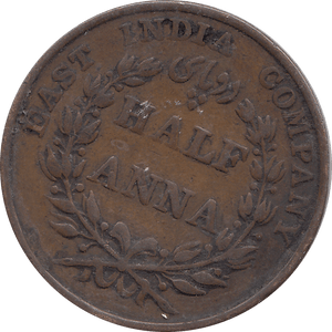 1835 1/2 ANNA BRITISH EAST INDIA - WORLD COINS - Cambridgeshire Coins